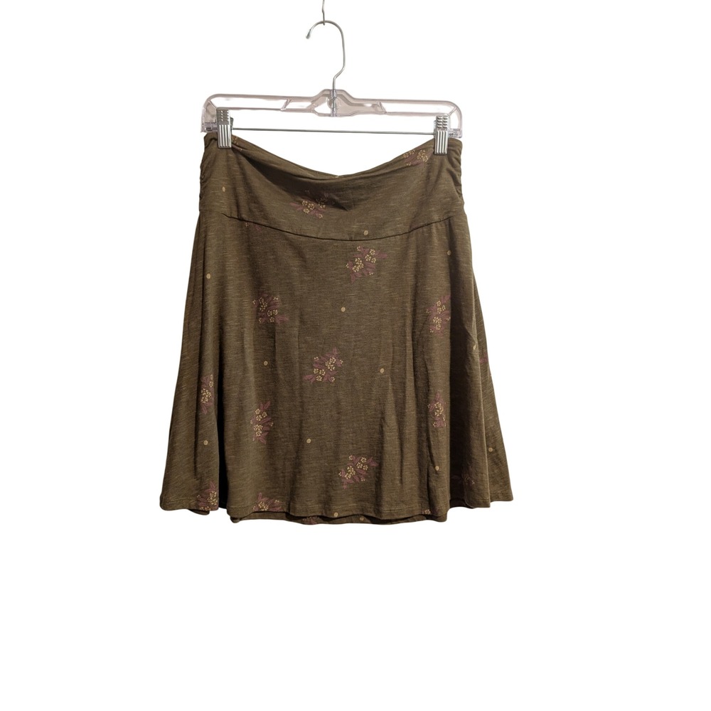Toad&Co Skirt Womens Small Olive Green Floral Tencel Organic Cotton A-Line Skirt